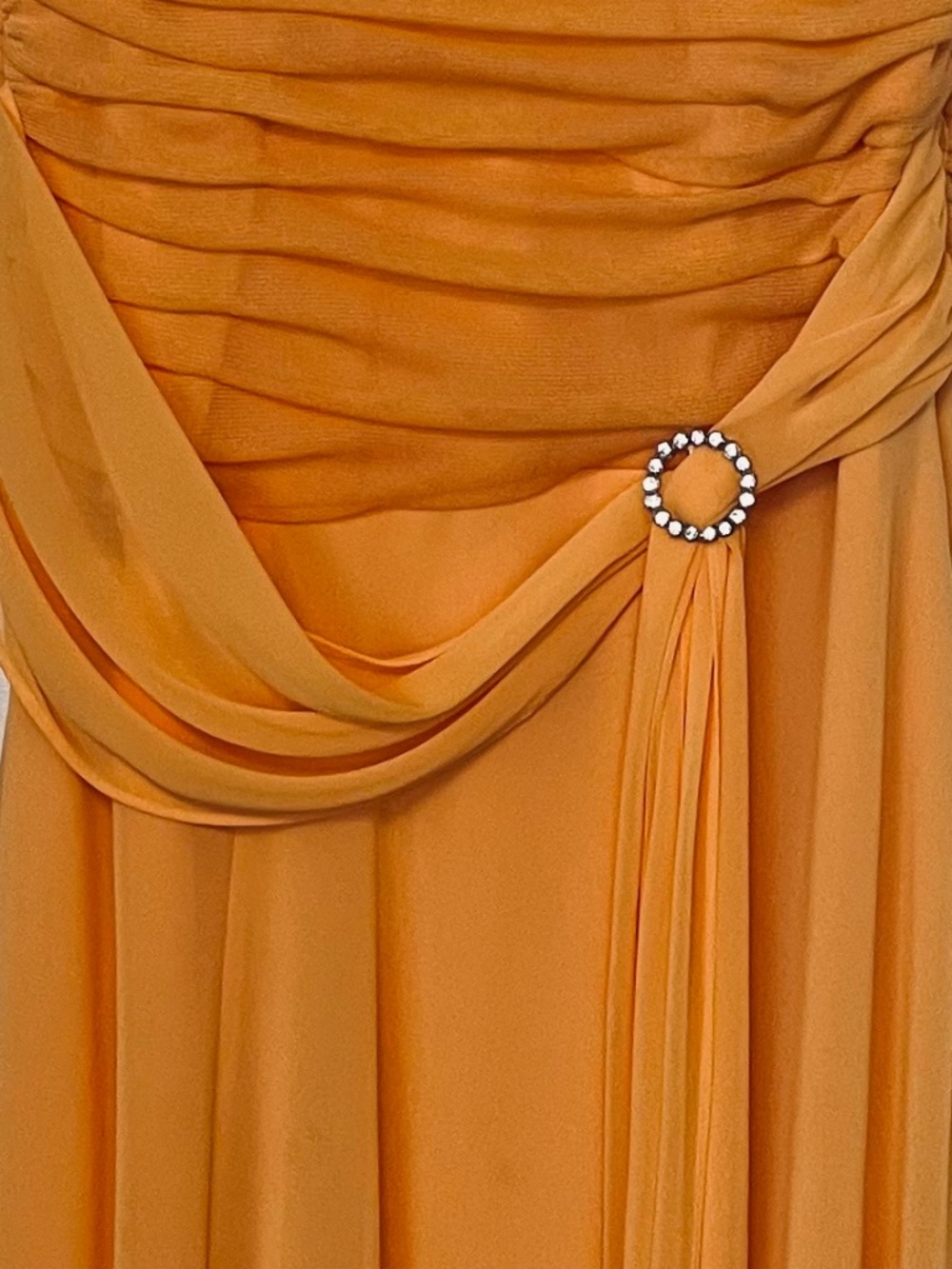 Beautiful Orange Chiffon Vintage Floor Length Gown - Women's 12